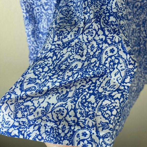 Poupette St. Barth V Neck Short Sleeve Tunic Top Blue & White Fringe Size Medium - Picture 5 of 6